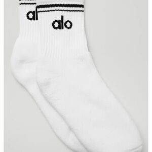 ALO Yoga White Athletic Socks with Black Accents